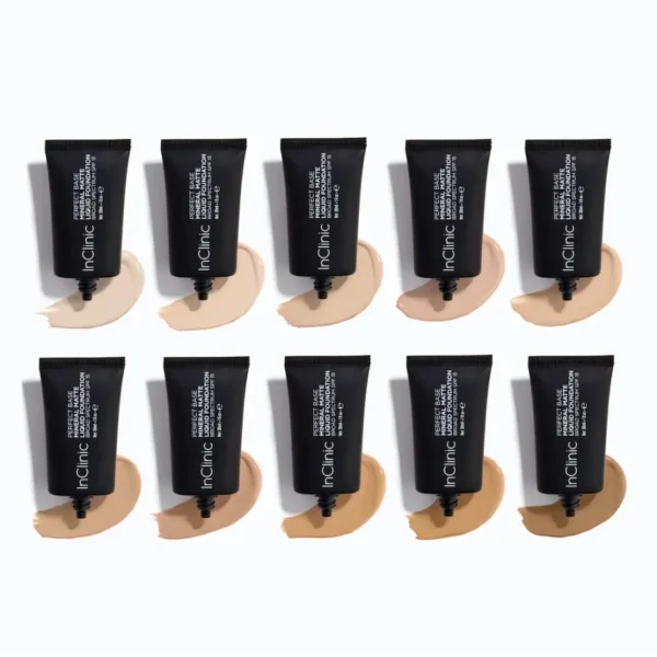 Kleuren van de Mineral Matte Liquid Foundation van InClinic bij YOURSKIN in Apeldoorn